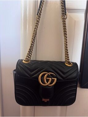 Gucci Black Quilted Shoulder Bag with Gold Hardware